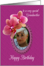 Grandmother Birthday Orchids Custom Photo card
