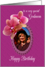 Godmom Birthday Orchids Custom Photo card