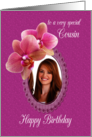 Cousin Birthday Orchids Custom Photo card