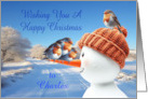 Add A Name Robins and Snowman Christmas card