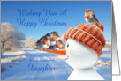 Daughter Robins and Snowman Christmas card