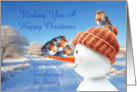 Brother and his Family Robins and Snowman Christmas card