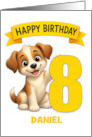 Add A Name Eighth Birthday Puppy Dog card