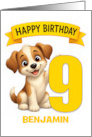 Add A Name Ninth Birthday Puppy Dog card