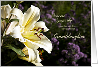 Sympathy card on the death of a granddaughter. card