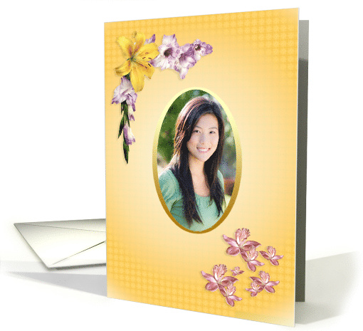 Photo Birthday card with floral sprays card (1356796)
