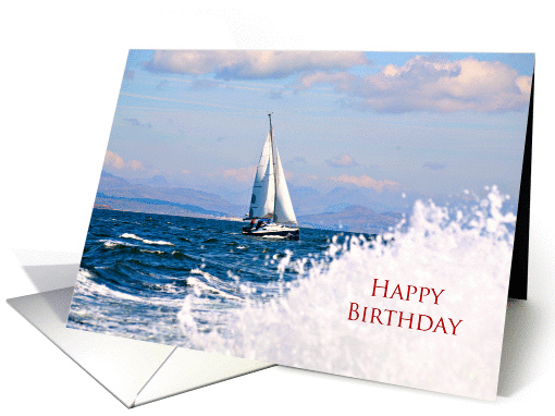 Birthday card with yacht and splashing water card (1368836)