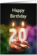20th birthday with candles card