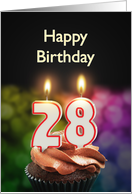 28th birthday with candles card