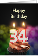 34th birthday with candles card
