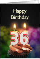 36th birthday with candles card