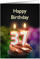 37th birthday with candles card