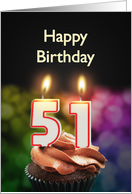 51st birthday with candles card