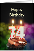 74th birthday with candles card