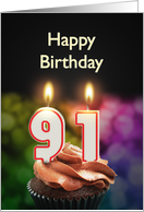 91st birthday with candles card