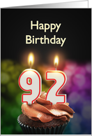 92nd birthday with candles card