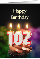 102nd birthday with candles card