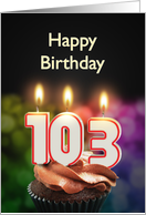 103rd birthday with candles card