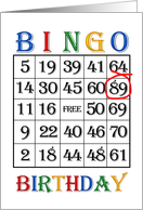 89th Birthday Bingo card