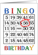 56th Birthday Bingo card