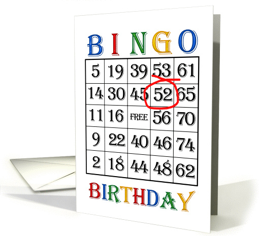 52nd Birthday Bingo card (1375572)