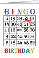 51st Birthday Bingo card
