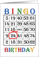 24th Birthday Bingo card