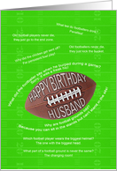 Football jokes birthday card for a husband card