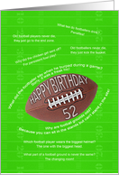 52nd birthday, awfull football jokes card