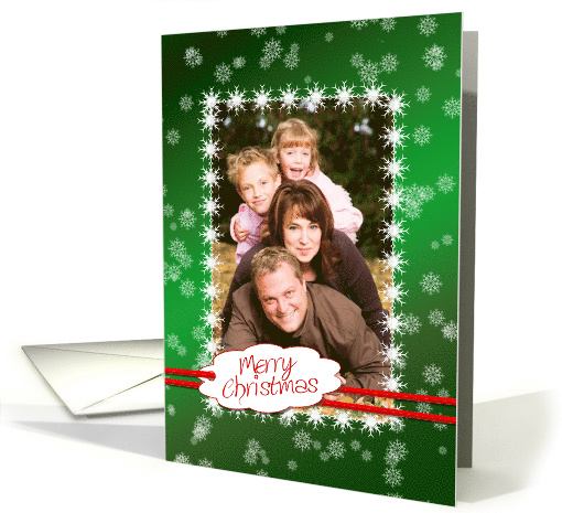 Add your photo, Merry Christmas snowflake card (1395478)