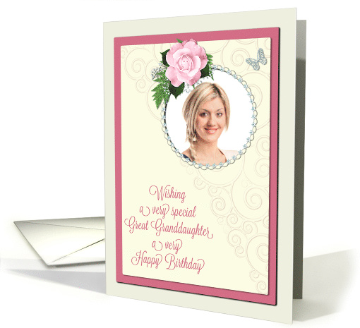 Add a picture,great granddaughter birthday with pink rose... (1399942)