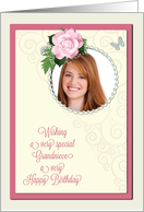 Add a picture,grandniece birthday with pink rose and jewels card