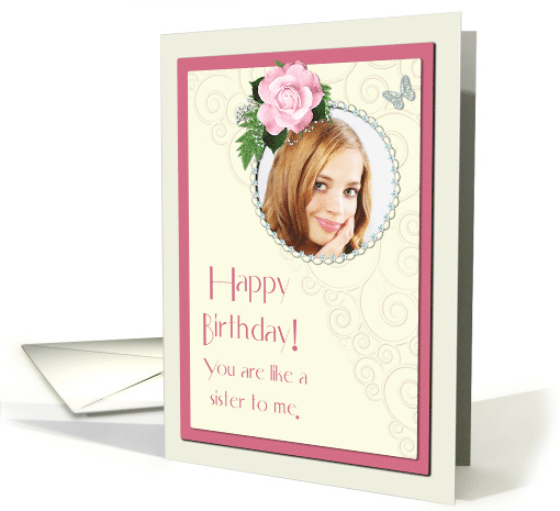Add a picture,Like a sister with pink rose and jewels card (1400114)
