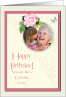 Add a picture,Like a grandma with pink rose and jewels card