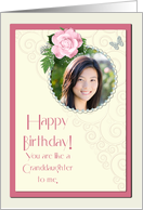 Add a picture,Like a granddaughter with pink rose and jewels card