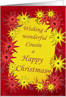 For cousin, bright stars Christmas card. card
