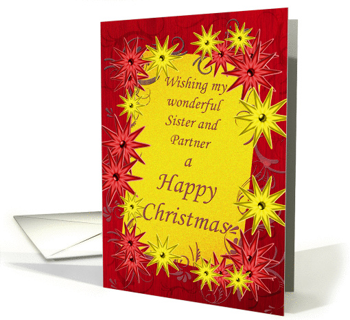 For sister and partner, bright stars Christmas card. card (1404070)