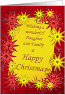 For daughter and family, bright stars Christmas card. card