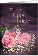 Add a name, Happy birthday with roses card