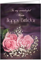 For mum, Happy birthday with roses card