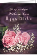 For mother-in-law, Happy birthday with roses card