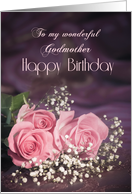 For godmother, Happy birthday with roses card