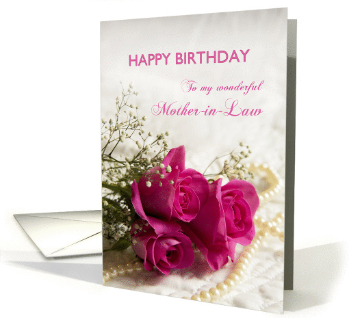 For mother-in-law, Happy birthday with roses card (1414154)