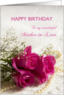 For mother-in-law, Happy birthday with roses card