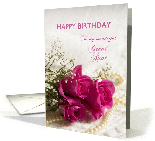 For great aunt, Happy birthday with roses card (1414354)