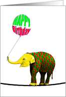 Patterned elephant and balloon birthday card