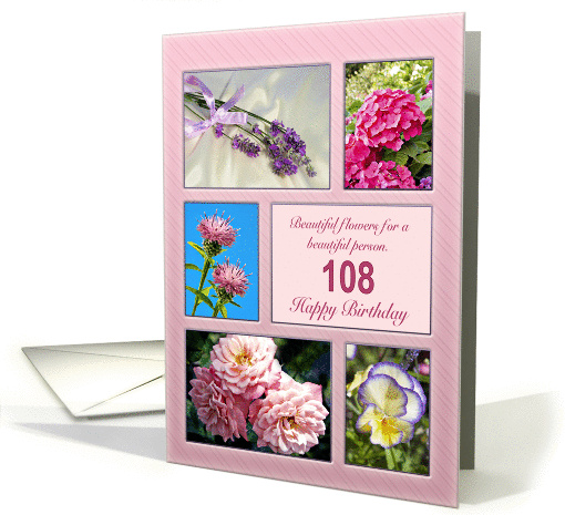 Age 108, beautiful flowers birthday card (1434516)