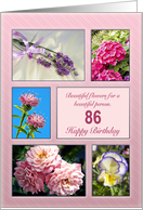 Age 86, beautiful flowers birthday card