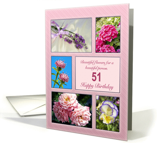 Age 51, beautiful flowers birthday card (1434762)