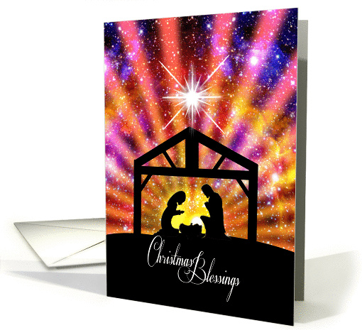 Nativity at sunset Christmas card (1438430)